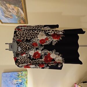 Leopard and flowered tunic top
